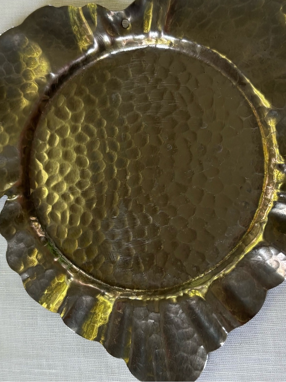 Vintage Hammered Metal Dish or Candle Tray